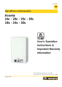 Manual Remeha Avanta 18s Central Heating Boiler