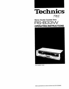 Manual Technics RS-B33W Cassette Recorder