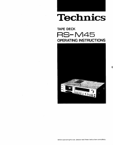 Manual Technics RS-M45 Cassette Recorder