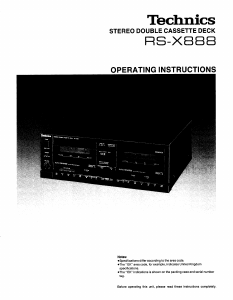 Manual Technics RS-X888 Cassette Recorder