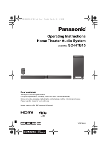Bruksanvisning Panasonic SC-HTB15GS Hembiopaket