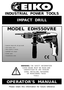 Handleiding K-Eiko EDH550VRE Klopboormachine