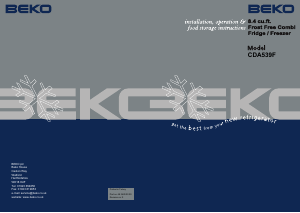 Bruksanvisning BEKO CDA 539 F Kyl-frys