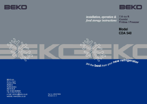 Bruksanvisning BEKO CDA 540 Kyl-frys