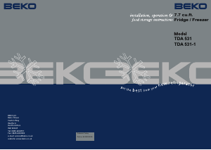 Bruksanvisning BEKO TDA531 Kyl-frys
