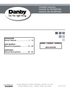 Manual de uso Danby DDW1805EWP Lavavajillas