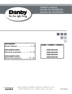 Manual Danby DDR040BJWDB Dehumidifier