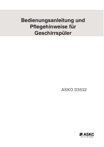 Bedienungsanleitung Asko D3532 Geschirrspüler