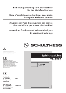 Handleiding Schulthess Spirit TopLine TA 8220 Wasdroger