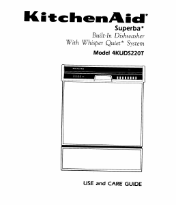 Manual KitchenAid 4KUDS220T0 Superba Dishwasher