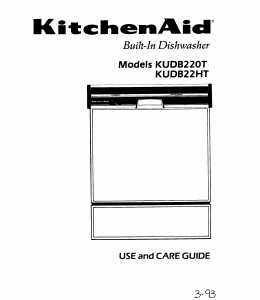 Manual KitchenAid KUDB22HT0 Dishwasher