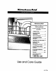 Manual KitchenAid KUDJ23HYWH0 Dishwasher