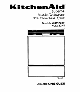 Manual KitchenAid KUDS22HT0 Superba Dishwasher