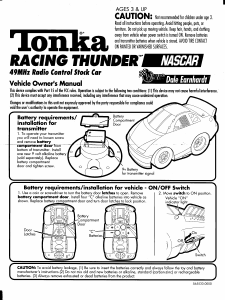 Handleiding Hasbro Tonka Racing Thunder Dale Earnhardt