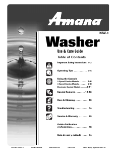 Handleiding Amana NAV2335AWW Wasmachine