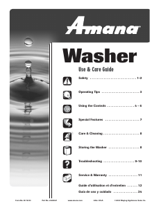 Handleiding Amana NAV8800AWW Wasmachine