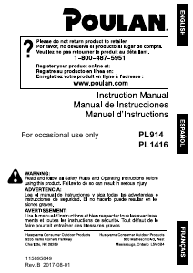 Manual de uso Poulan PL914 Sierra de cadena