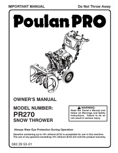 Bruksanvisning Poulan PR270 Snöslunga