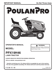Manual de uso Poulan PPX19H46 Cortacésped