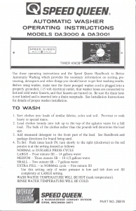Handleiding Speed Queen DA3001 Wasmachine