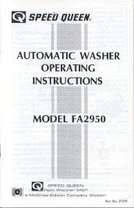 Manual Speed Queen FA2950 Washing Machine