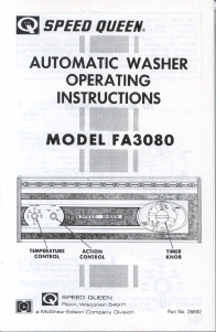 Manual Speed Queen FA3080 Washing Machine