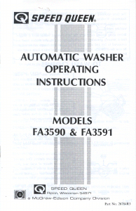 Handleiding Speed Queen FA3591 Wasmachine
