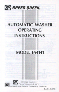 Manual Speed Queen FA4141 Washing Machine
