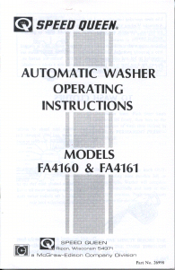 Manual Speed Queen FA4161 Washing Machine