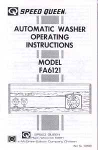 Manual Speed Queen FA6121 Washing Machine
