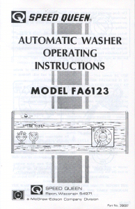 Manual Speed Queen FA6123 Washing Machine