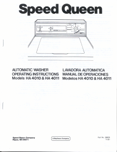 Manual Speed Queen HA4010 Washing Machine