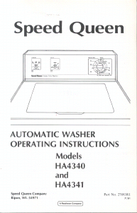 Manual Speed Queen HA4340 Washing Machine