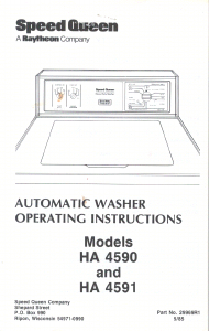 Manual Speed Queen HA4590 Washing Machine