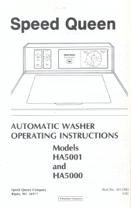 Manual Speed Queen HA5000 Washing Machine