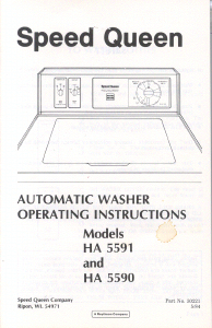 Manual Speed Queen HA5590W Washing Machine