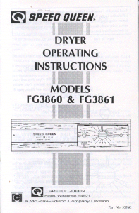 Manual Speed Queen FG3860 Dryer