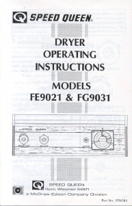 Handleiding Speed Queen FG9031 Wasdroger
