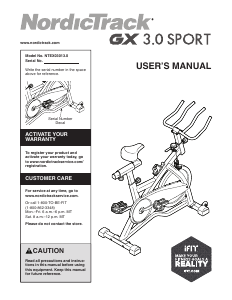 Bruksanvisning NordicTrack GX 3.0 Sport Motionscykel