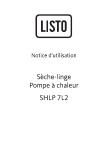 Mode d’emploi Listo SHLP 7L2 Sèche-linge