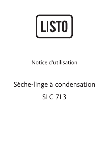Mode d’emploi Listo SLC 7L3 Sèche-linge