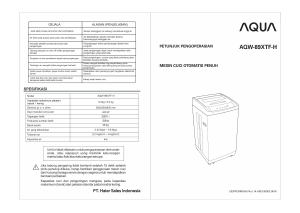 Panduan Aqua AQW-89XTF-H Mesin Cuci