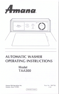 Handleiding Amana TAA300 Wasmachine