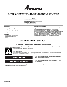Manual de uso Amana 7MNGH8000TT0 Secadora