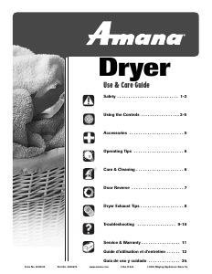 Manual de uso Amana NDE2330AZW Secadora