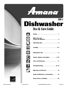 Mode d’emploi Amana ADB2500AWQ Lave-vaisselle