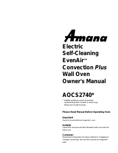 Manual Amana AOCS2740WW Oven
