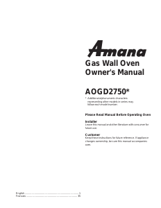 Manual Amana AOGD2750E Oven