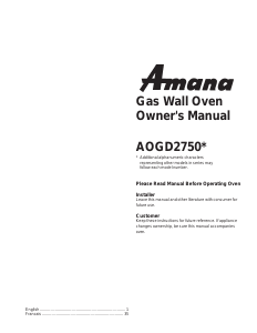 Mode d’emploi Amana AOGD2750E Four