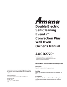 Manual Amana AOCD2770E Oven